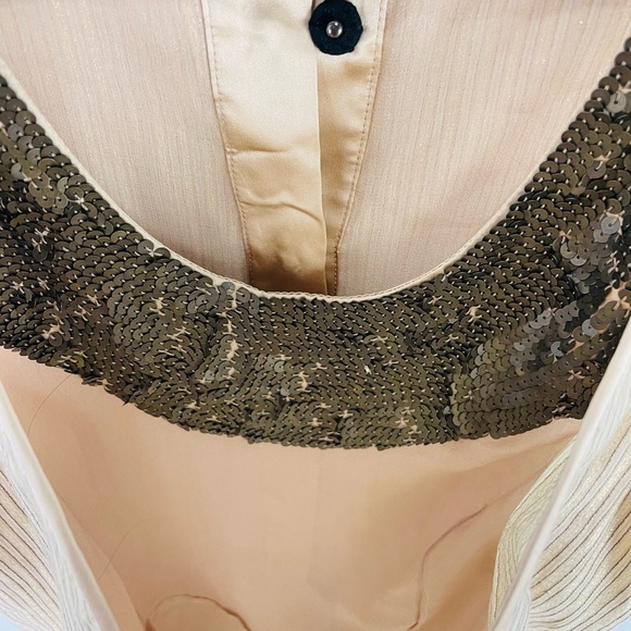 3.1 Phillip Lim Gold Tan Metallic Sequins Pleated Sleeveless midi Dress - Picture 4 of 10